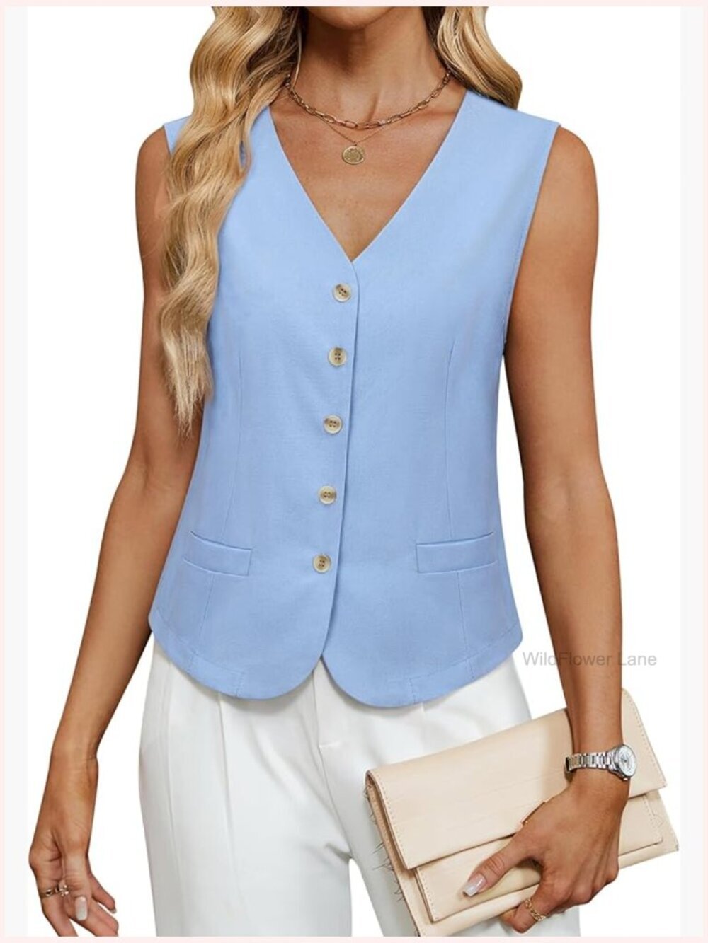 Sleeveless Blazer Vest Dressy Button Down Business Casual Work Lightweight Vest